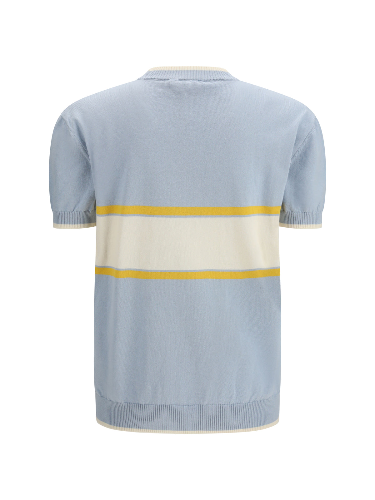 GCDS Logo script crewneck with short sleeves - Pale Blue/Yellow