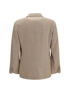 Brunello Cucinelli Single breasted checked Blazer - Camel