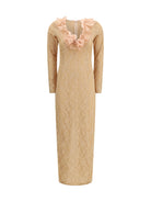 Alessandra Rich Stretch lace evening Dress - Nude