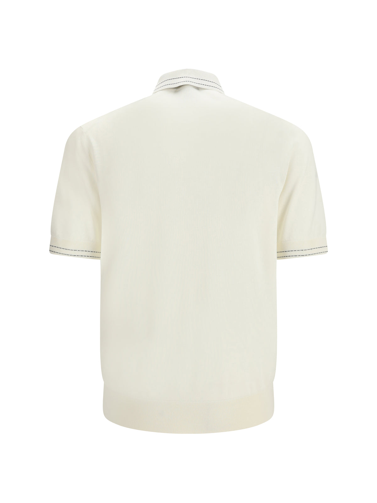Dolce & Gabbana Silk Polo with collar and short sleeves - White Natural