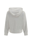 Prada Cotton fleece Hoodie with jewel brooch - Marmo