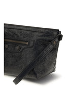 Balenciaga Vintage-effect leather Pouch - Black