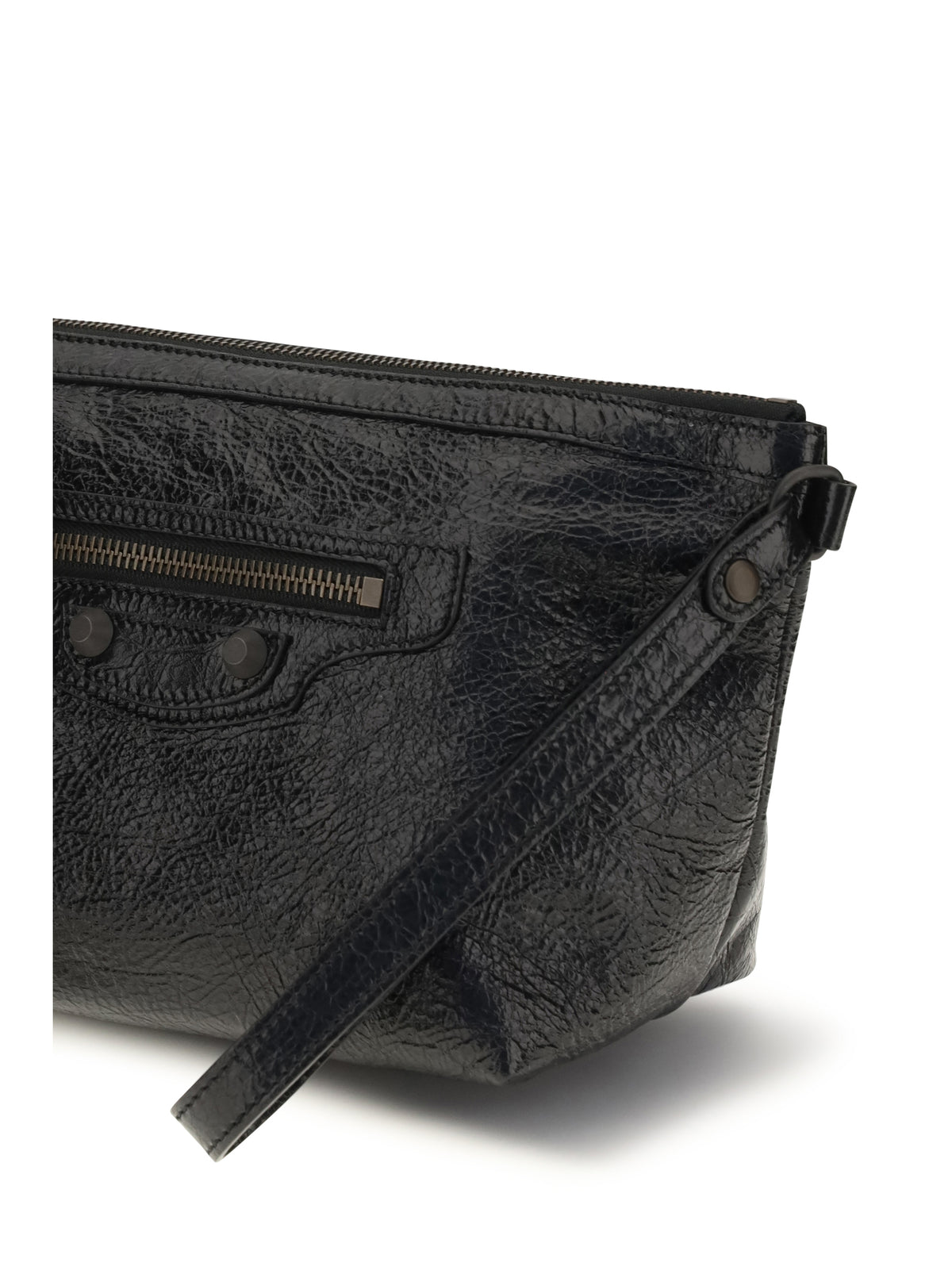Balenciaga Vintage-effect leather Pouch - Black