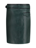 Marni Leather Skirt with belt and pockets - Dark Sea Green
