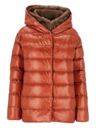 Herno Short Down Jacket With Faux Fur Lining - Orange