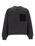 Loewe Anagram Cotton Blend Sweater With Pocket - Grey