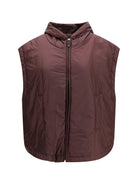 Max Mara The Cube Hooded padded Vest in water repellent canvas - New Dark Ruby