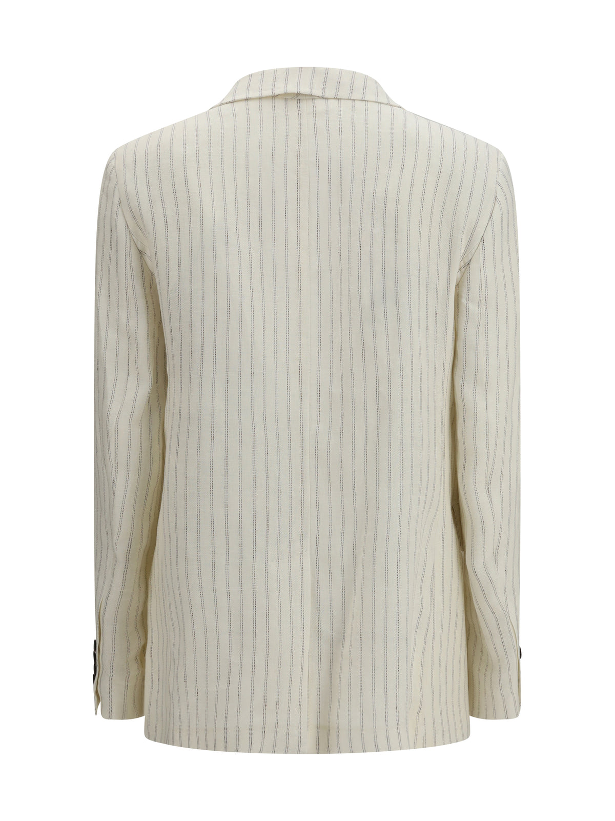 Max Mara Studio Single-Breasted pinstriped linen Blazer - Natural