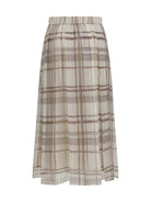 Brunello Cucinelli Silk Midi Skirt - Panama/Brown