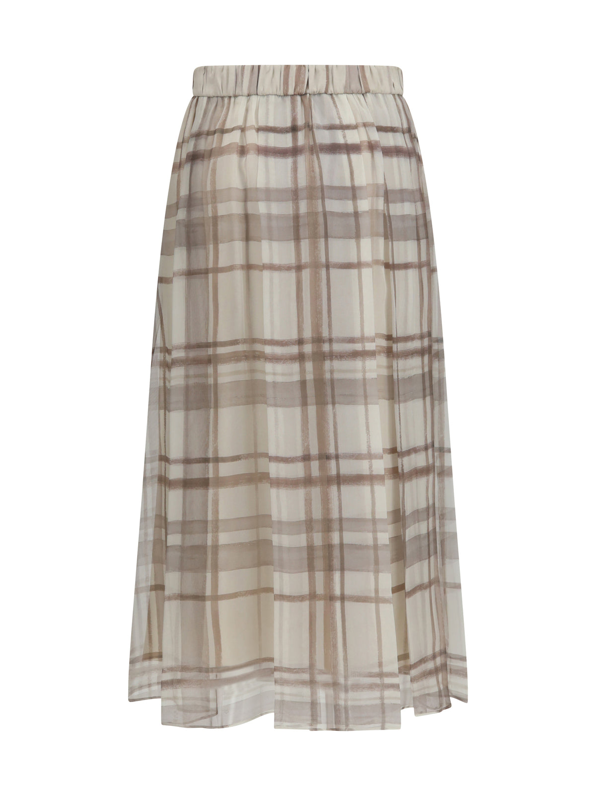 Brunello Cucinelli Silk Midi Skirt - Panama/Brown