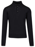Emporio Armani Long-Sleeved Wool Polo Shirt - Blue