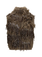 Brunello Cucinelli Mohair-blend sequin zip Cardigan - Beige Dark