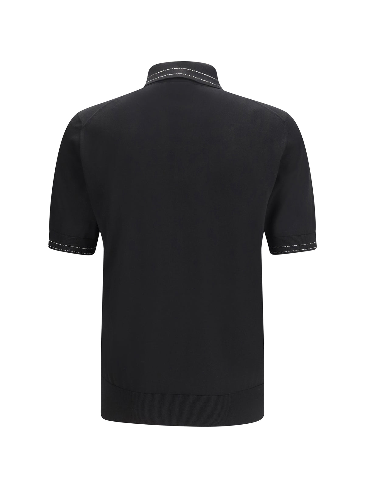 Dolce & Gabbana Silk Polo with collar and short sleeves - Black