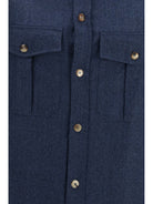 Brunello Cucinelli Wool Shirt with patch pockets - Denim