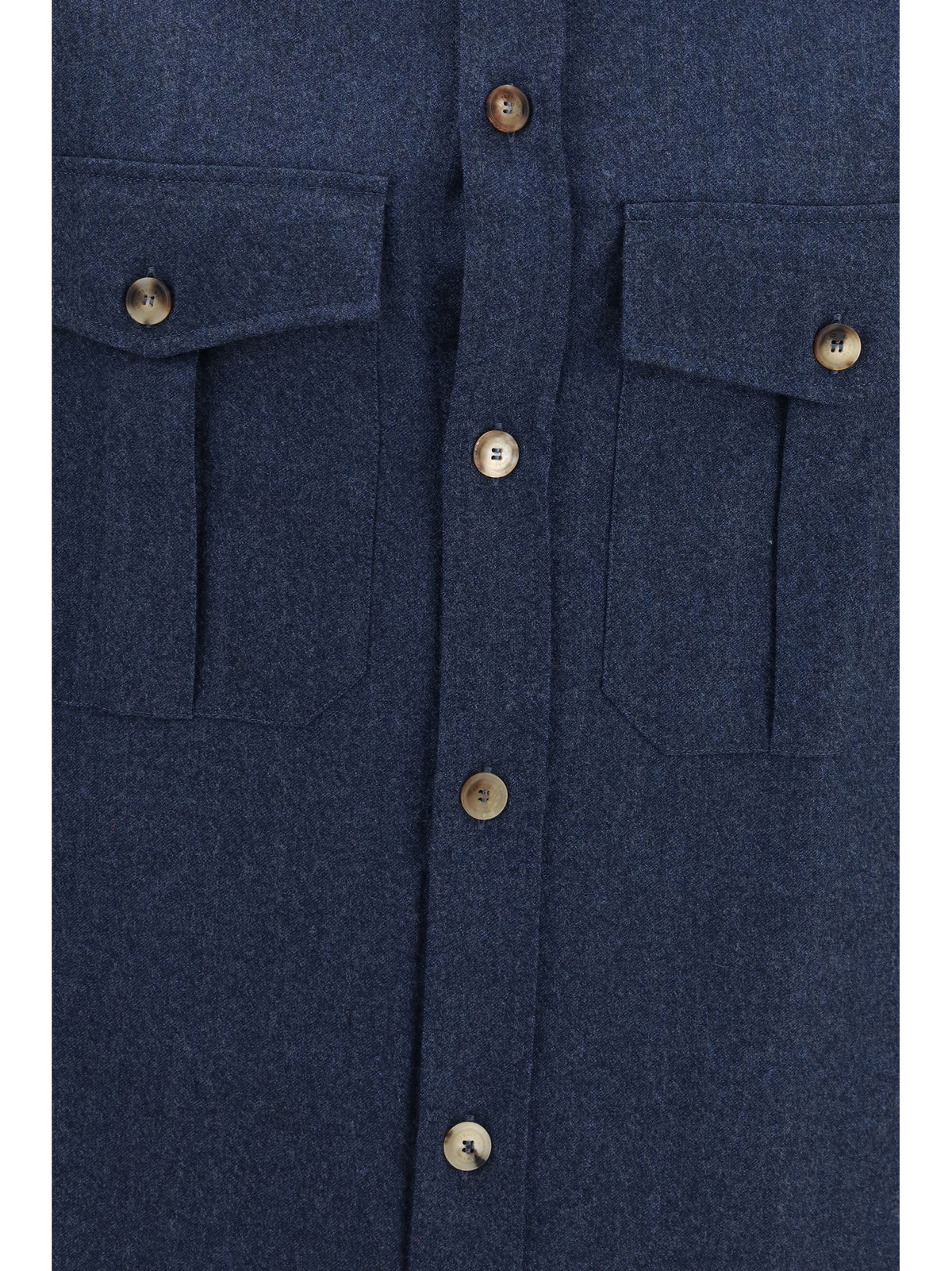 Brunello Cucinelli Wool Shirt with patch pockets - Denim