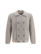 Brunello Cucinelli Marina Cardigan in English Rib Cashmere - Roccia