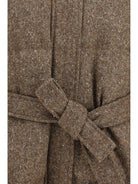 Brunello Cucinelli Long padded Coat with belt - Brown