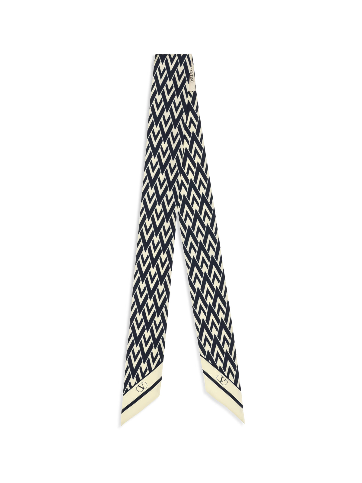 Valentino Garavani Twill Tout La V Scarf - Ivory/Blue Navy