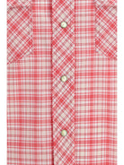 Versace Slim checked cotton poplin Shirt - Red+White+Ciclamino
