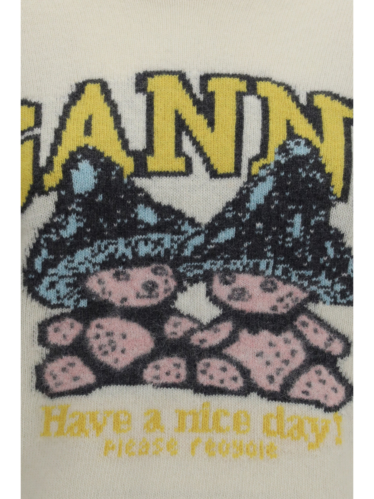Ganni Mushroom Teddy wool-blend Sweater - Egret