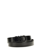 Ferragamo Reversible adjustable Belt with textured Gancini buckle - Black Bicoloured Green