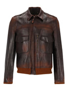Golden Goose Bomber Jacket With Distressed Effect - Brown