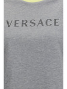 Versace Logo cotton T-shirt - Light Grey Melange + Pale Yellow