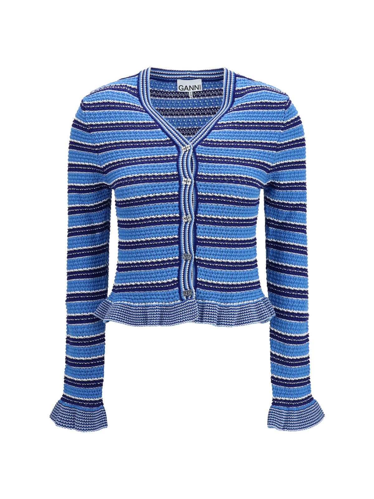 Ganni Striped cotton Cardigan - Marina