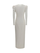 Alessandra Rich V-neck Dress with bow - White