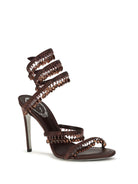 Rene Caovilla Chandelier Sandals in satin - Fondant Satin/Burgundy
