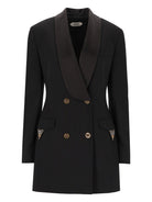 Versace Double-Breasted Evening Blazer - Black