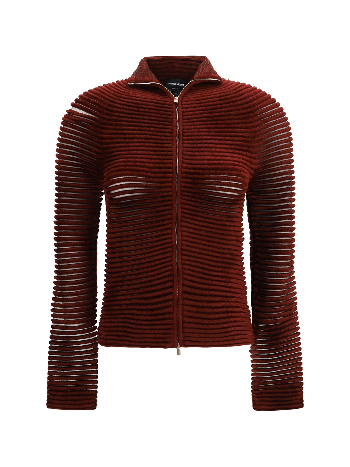 Giorgio Armani Openwork viscose-blend Cardigan - Burgundy/Fume
