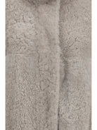 Brunello Cucinelli High-neck shearling Jacket - Stone