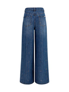Self-Portrait Crystal-striped Jeans - Blue