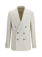 Dries Van Noten Barry Blazer in a cotton and linen herringbone blend - Off White