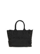 Pinko Medium Beach Rafia Tote Bag - Black-Antique Gold