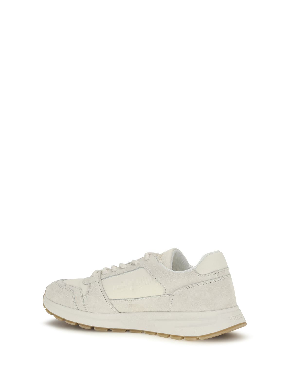 Prada Bicolor canvas and suede Prax Sneakers - Cream
