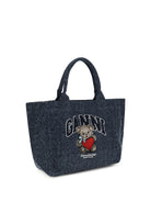 Ganni Medium denim Tote Bag with bear - Rinse