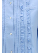Miu Miu Poplin Shirt with ruffle details - Light Blue