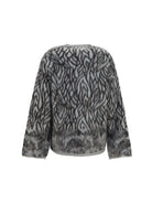 Forte_forte Heron Feather motif brushed Cardigan - Jade