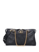 Valentino Garavani "Panthea" Bag In Nappa Leather With Chevron Motif - Black