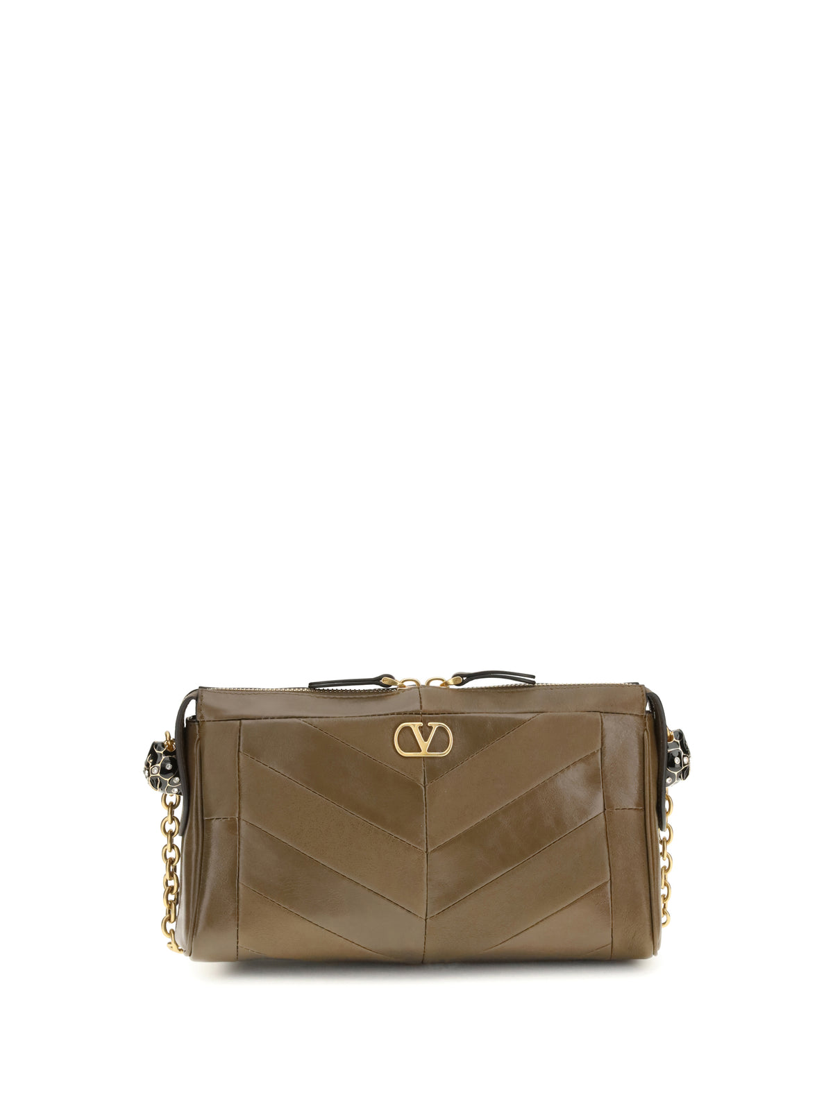 Valentino Small Panthea Chevron nappa Shoulder Bag - Tundra