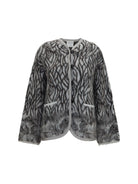 Forte_forte Heron Feather motif brushed Cardigan - Jade