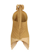 Max Mara Pianoforte Plissé chiffon Top - Caramello