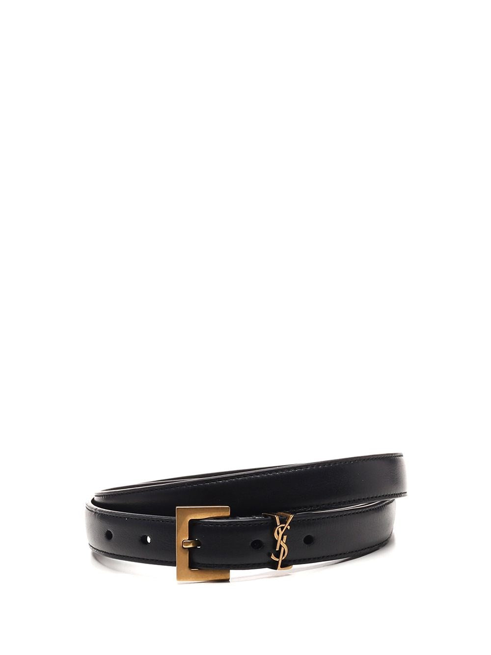 Saint Laurent Thin "Cassandre" Belt - Black