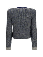 Balmain Quilted sequin Cardigan with decorative buttons - Marine/Vert