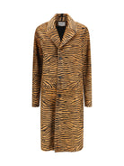 Fendi Tiger print pony effect Leather Coat - Natural