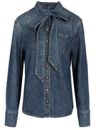 Self-Portrait Shirt With Bow - Blue