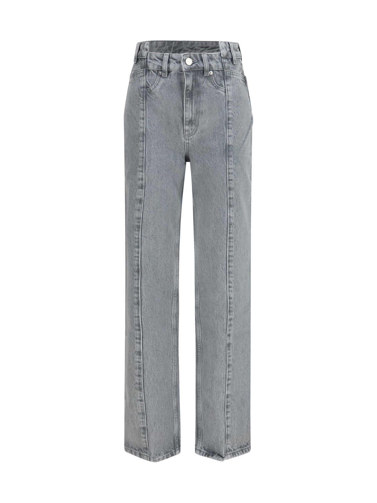 Ganni Rigid denim cuffed Jeans - Light Grey Stone