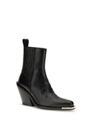 Rabanne Leather cowboy Ankle Boots - Black